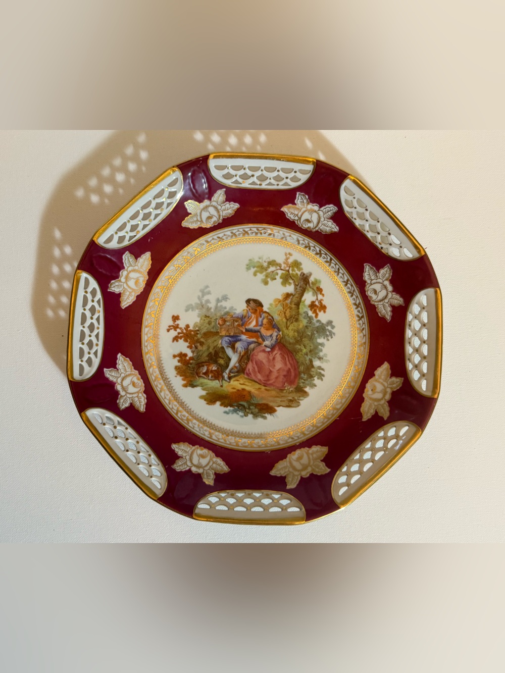 Vintage Bavaria Germany Octagonal Plate Schrvarzenhammer 10"